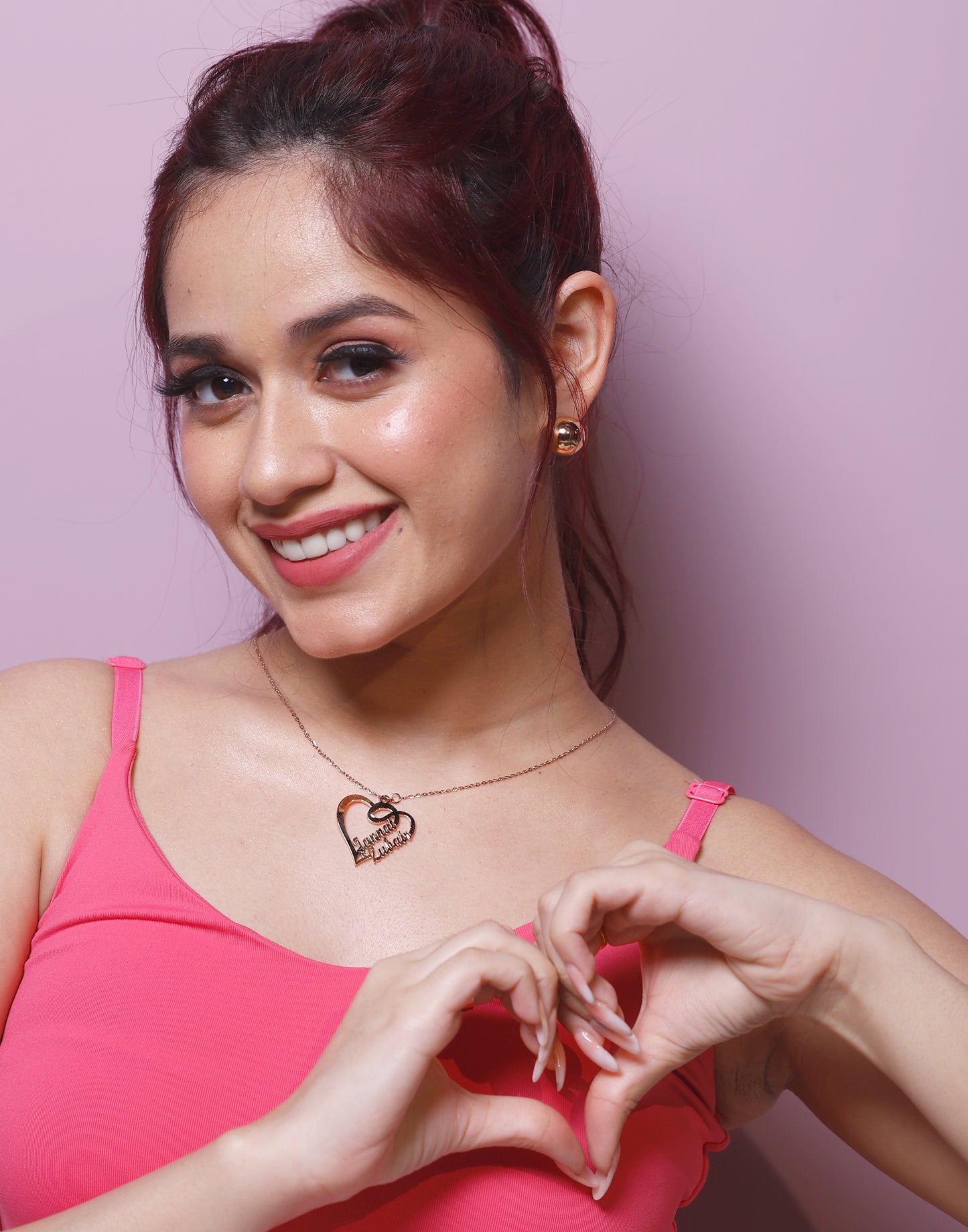 Overlapping Heart Couple Name Necklace