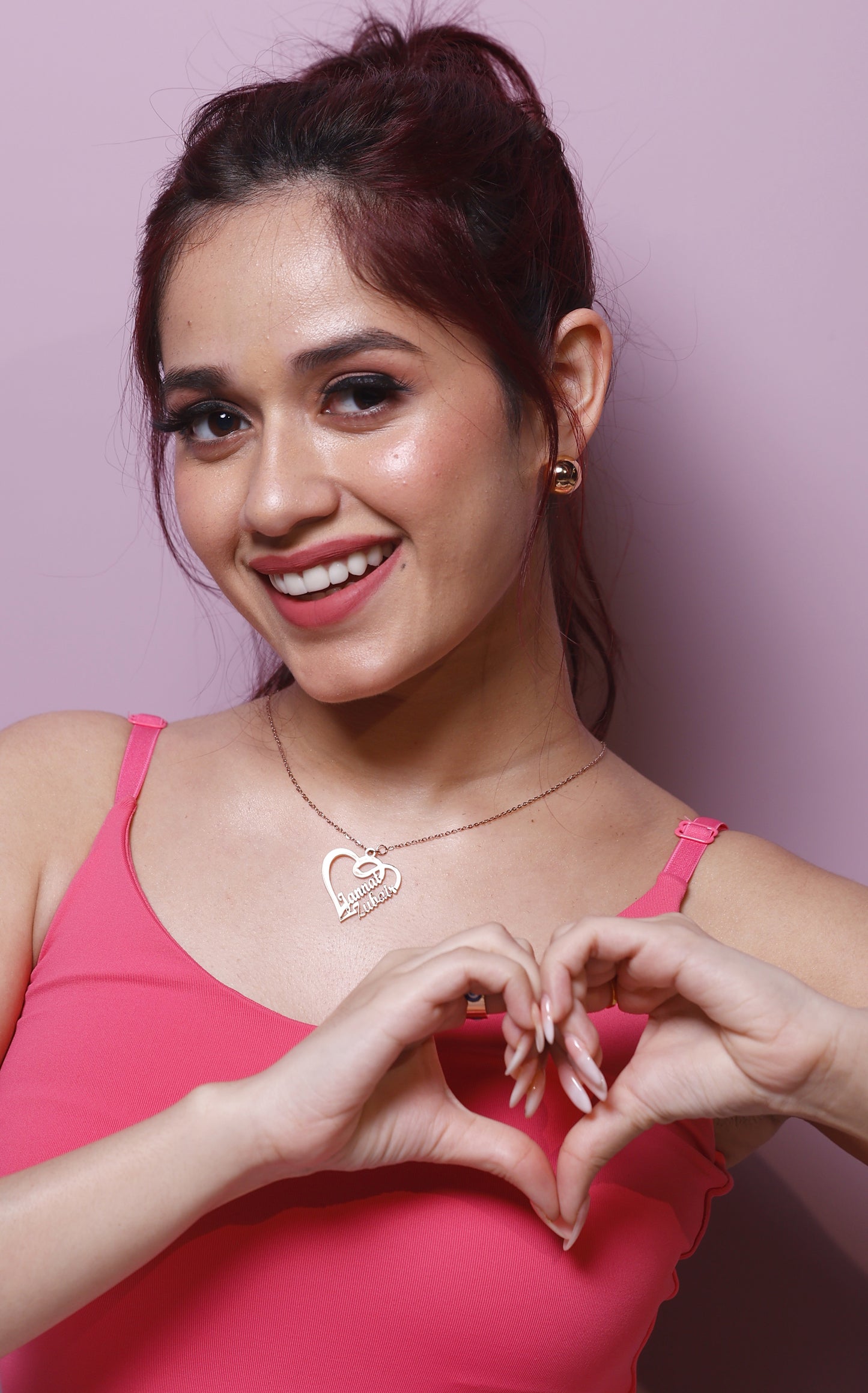 Overlapping Heart Couple Name Necklace