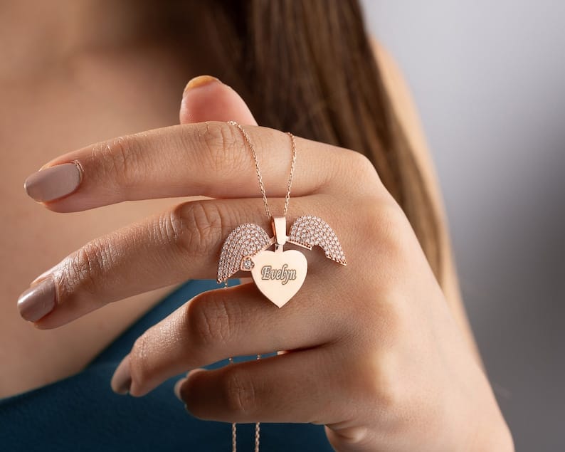 Cz stone Heart Hidden Name Necklace, Festive Special