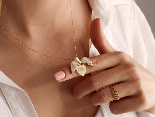 Cz stone Heart Hidden Name Necklace, Festive Special