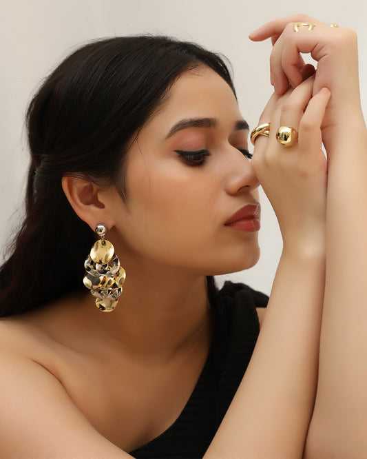 Golden Bloom Dome Drop Earrings