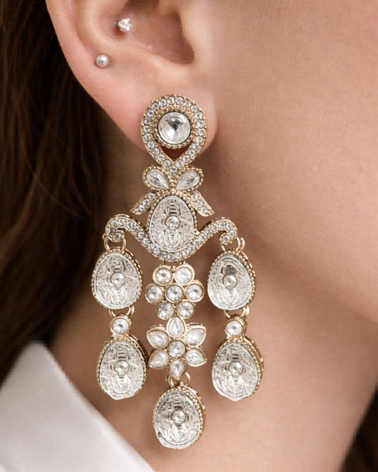 Kundan White Sparkle Earrings