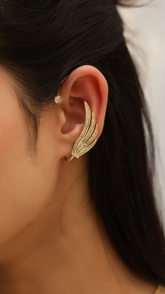 Gold Wing Ear Cuff Earring – Sparkling Statement Piece