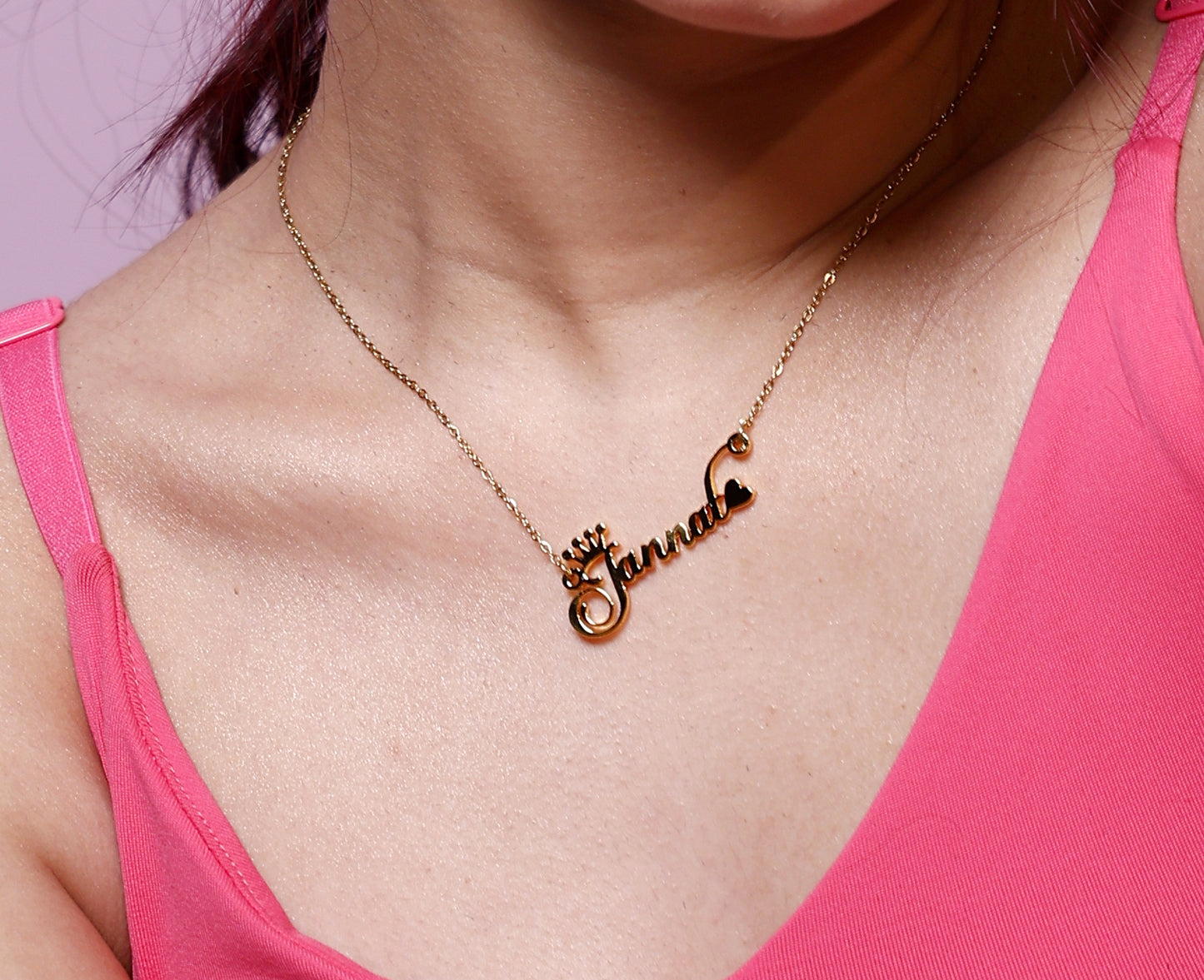 Name Chain with Crown & Heart