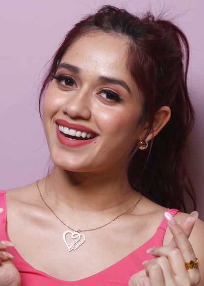 Overlapping Heart Couple Name Necklace