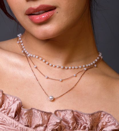 Elegant Three Layered Pearl Necklace