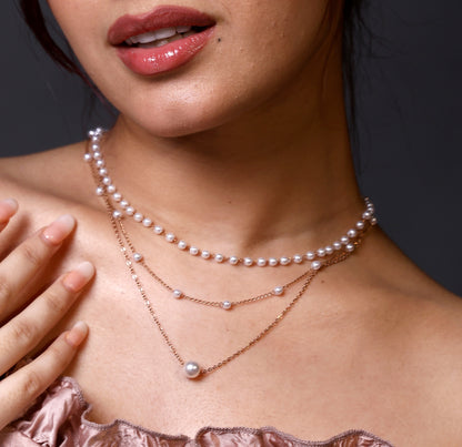 Elegant Three Layered Pearl Necklace