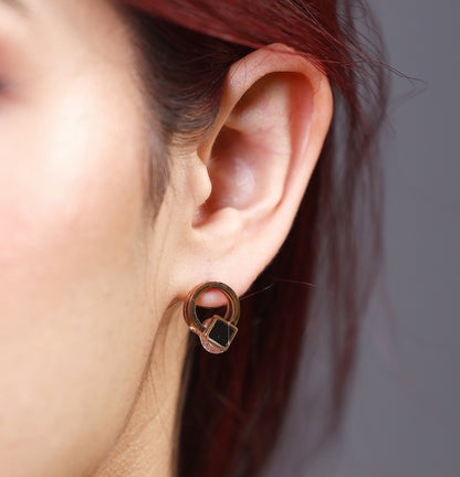 Vintage Black Drop Stud Earring