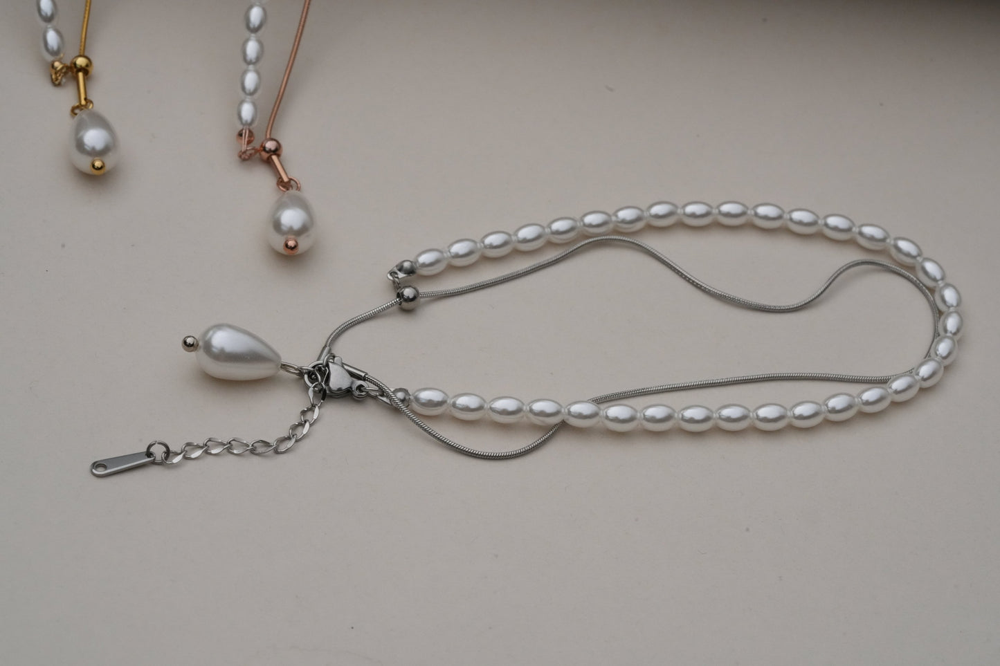 Pearl Tassel Slider Necklace