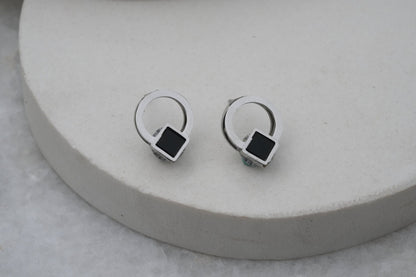 Vintage Black Drop Stud Earring