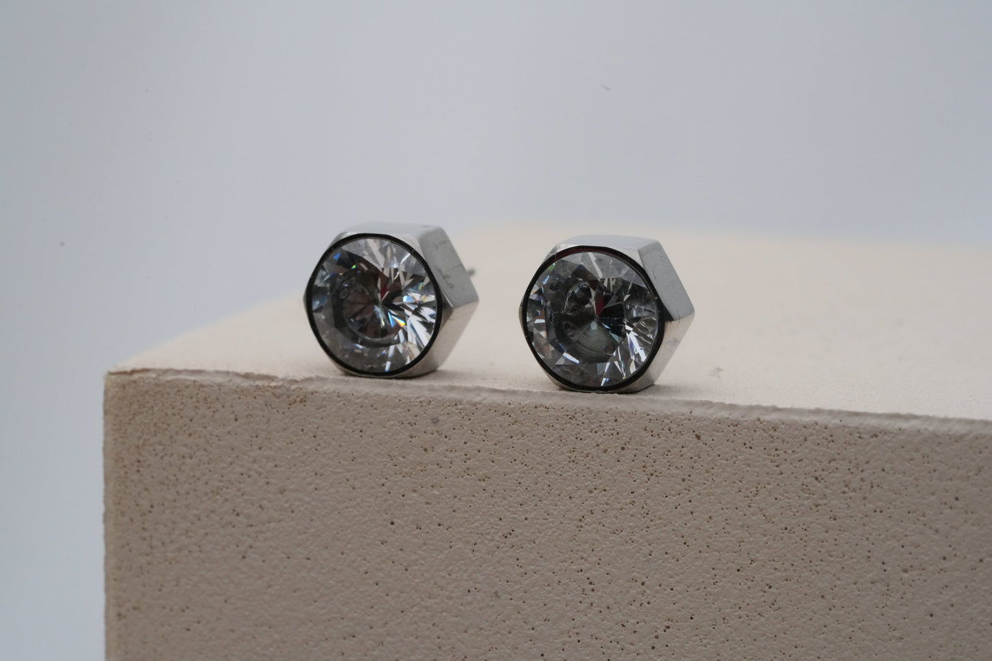 Round Stone Stud Earrings