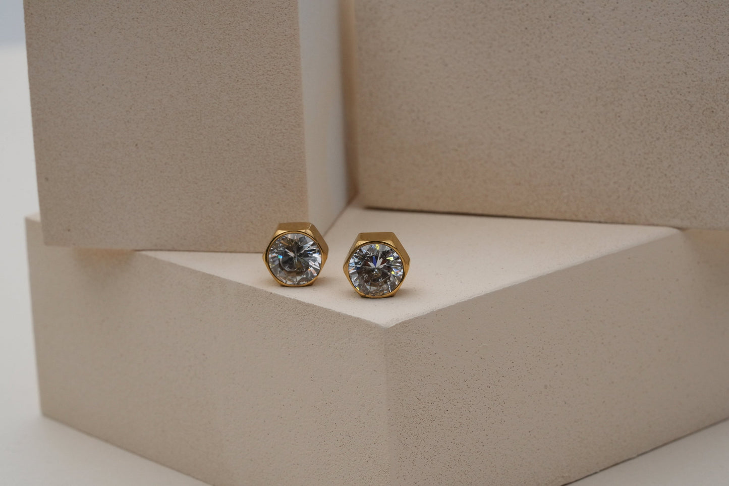 Round Stone Stud Earrings