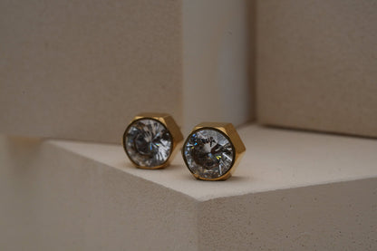 Round Stone Stud Earrings