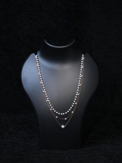 Elegant Three Layered Pearl Necklace