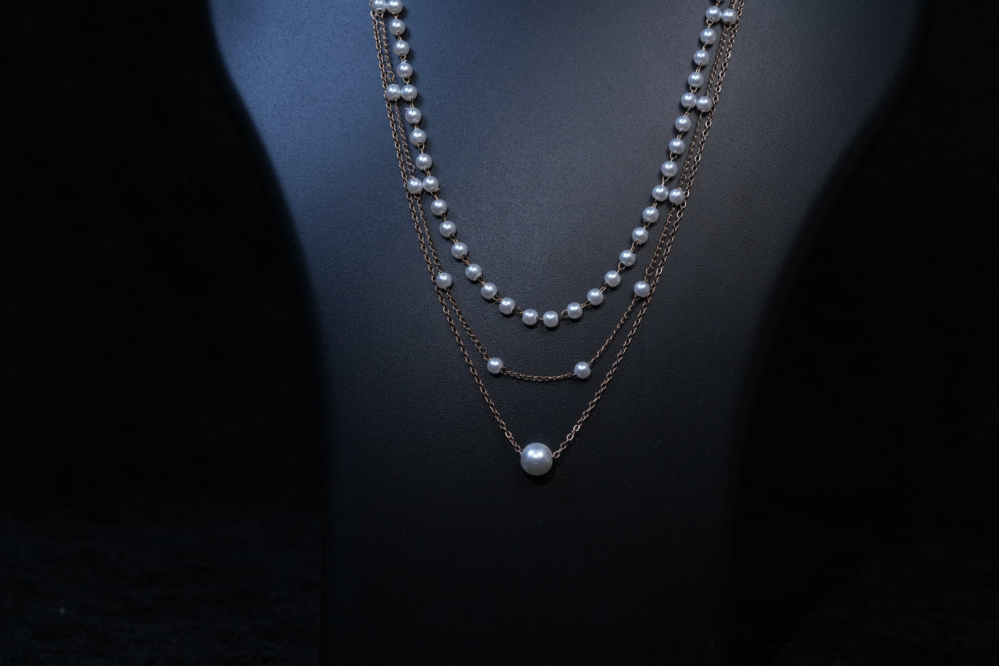 Elegant Three Layered Pearl Necklace