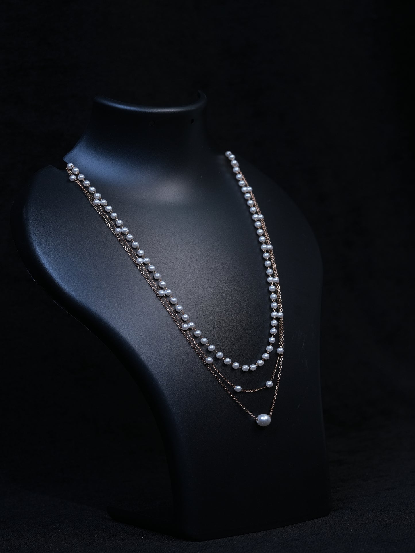 Elegant Three Layered Pearl Necklace