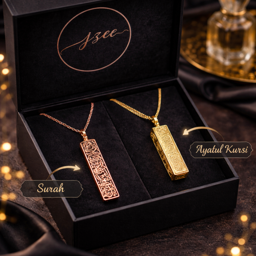 Islamic Necklace Combo – Surah & Ayatul Kursi | Premium Gold-Plated Set