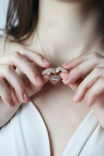 Cz stone Heart Hidden Name Necklace,  Valentine's Special