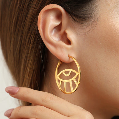 Eye Round Hoop Earrings