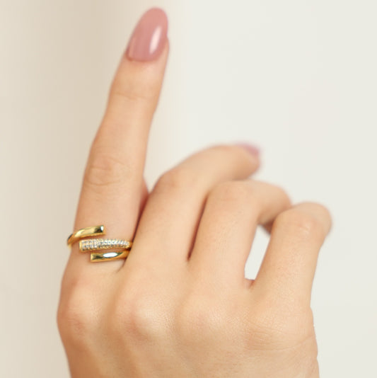 CZ-Studded Adjustable Finger Ring