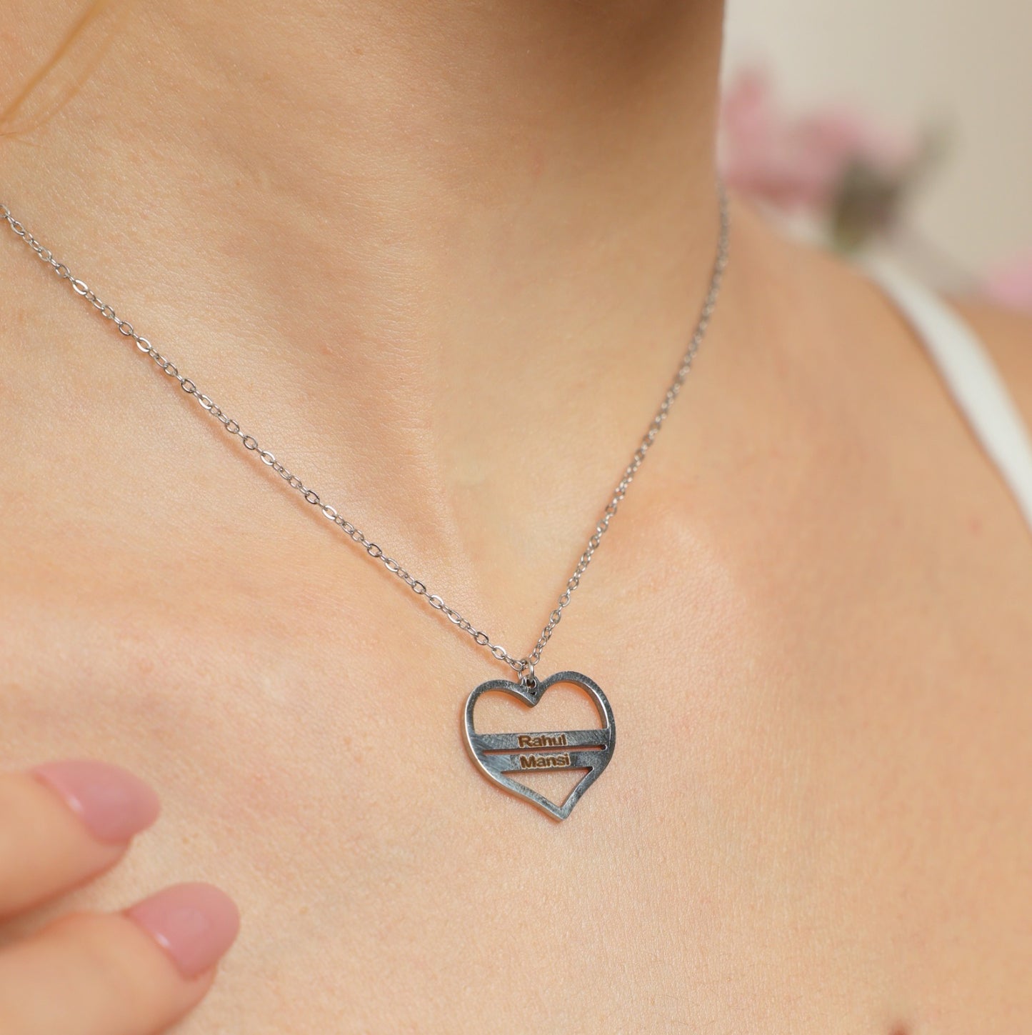 Engraved Heart Shape Name Necklace