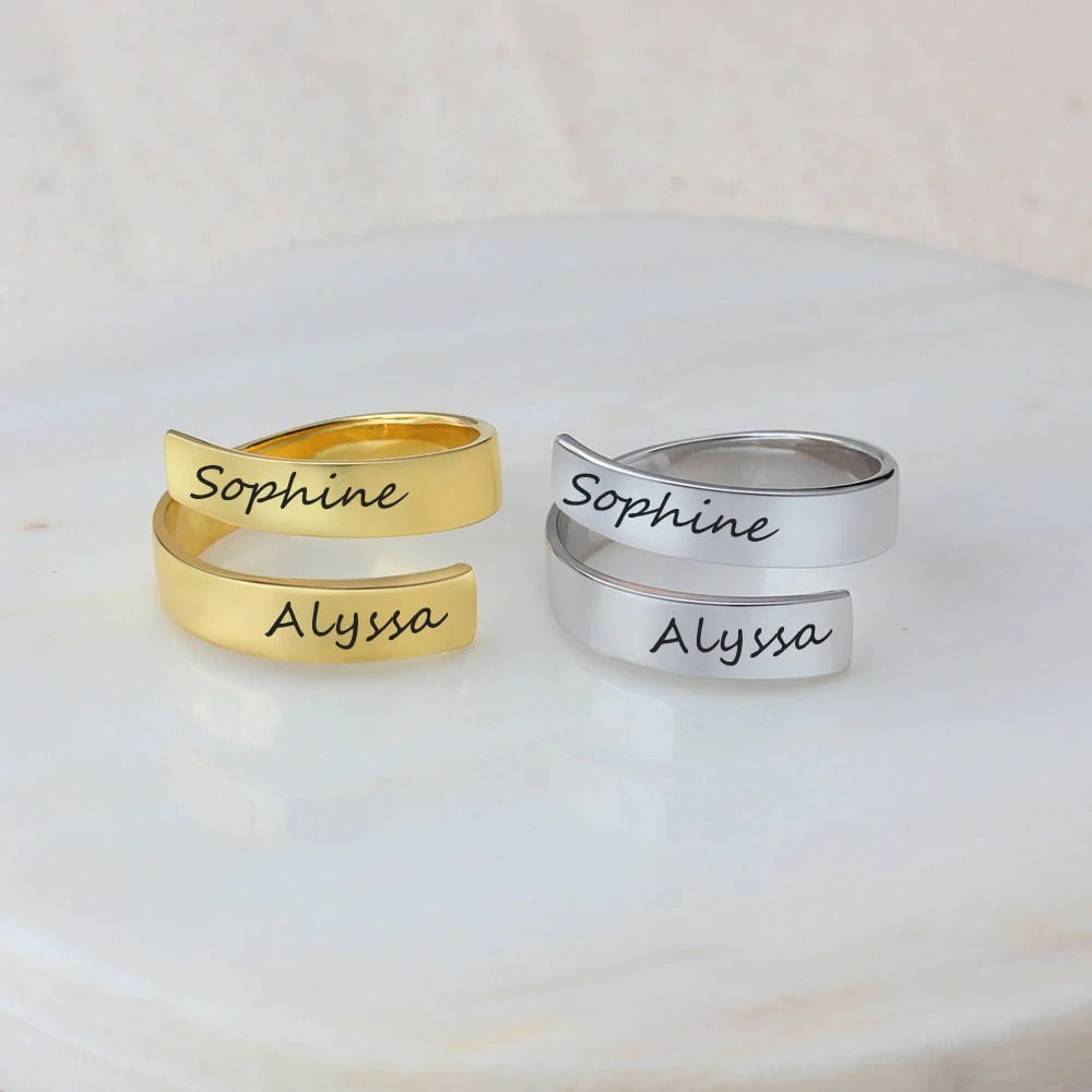 Couple Name Engraved Ring