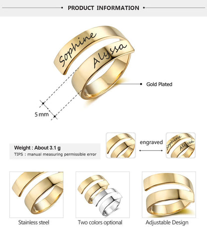 Couple Name Engraved Ring