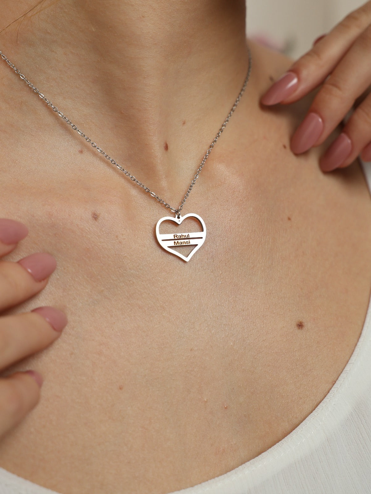 Engraved Heart Shape Name Necklace